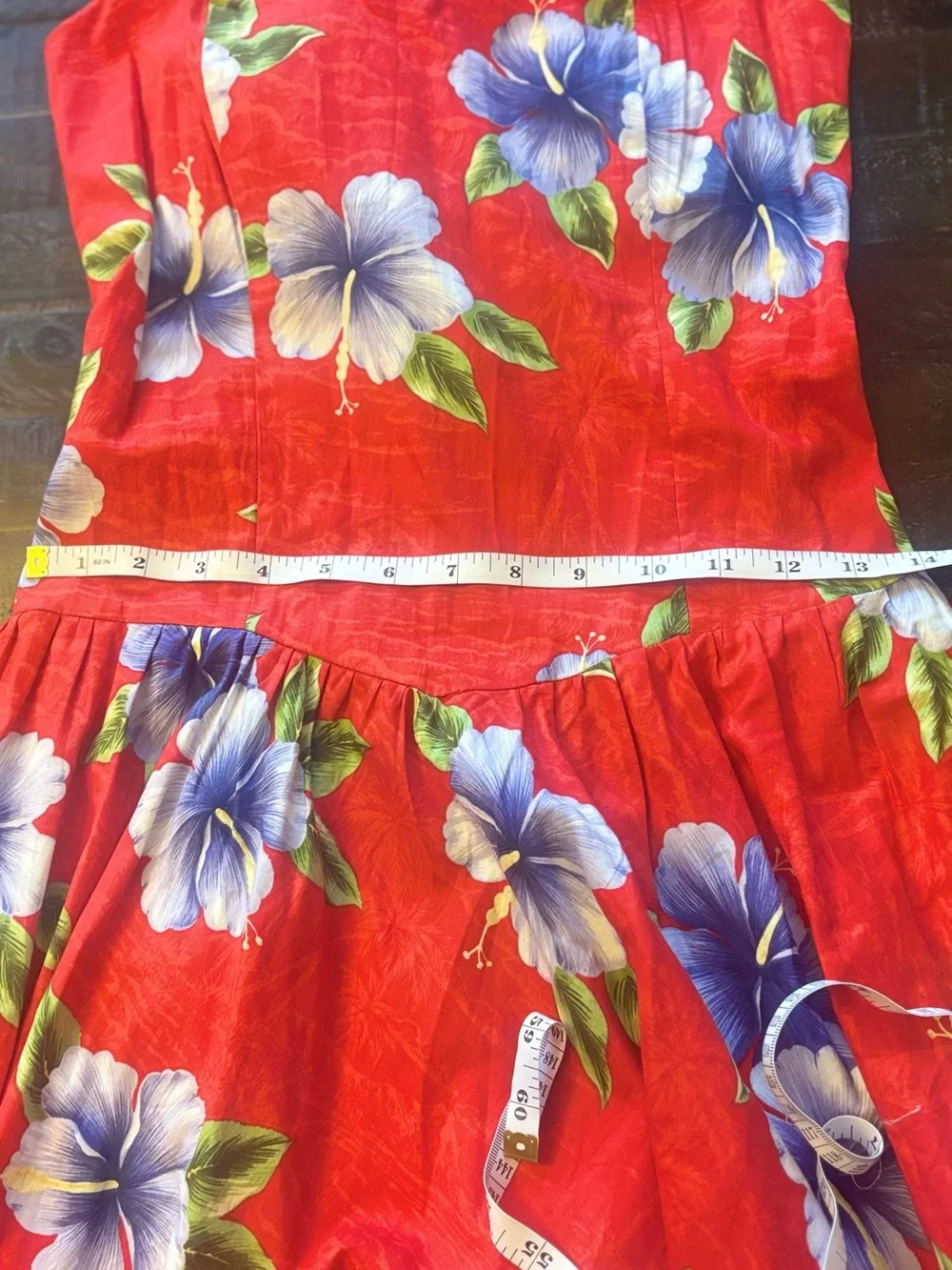 Royal creations made in Hawaii womens XL tropical hibiscus midi dress red cotton - Picture 10 of 15